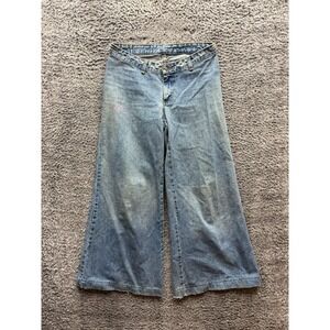 Vintage‎ Y2k Keep Baggy Wide Leg Distressed Denim Jeans Light Wash Mens Size 44